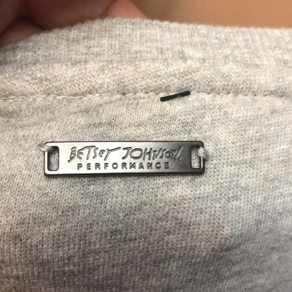 Betsey Johnson performance heather grey cotton lace up sleeve sweater top NWT - Picture 5 of 6